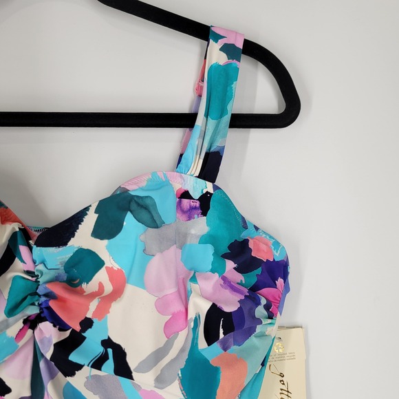 Profile by Gottex Holi Abstract Floral Print Criss Cross Tankini Swim Top 22W - Picture 3 of 8